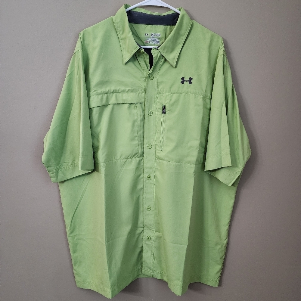 Under Armour Mens Size 2XL Bright Green Short Sleeve Shirt